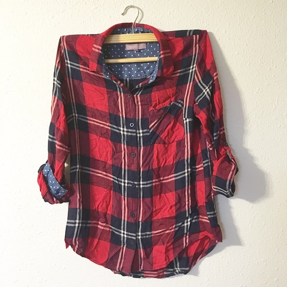 Red, white and blue plaid
